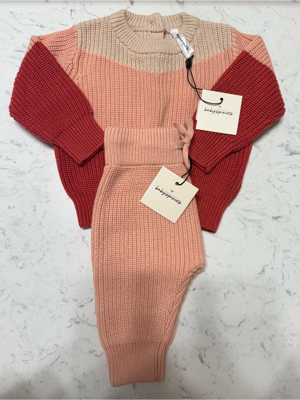 🤩NWT- Baby Sprouts Colorblock Knit Sweater & Pants Set - 0-3M
